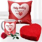1 KG HEART SHAPE RED VELVET CAKE PHOTO MUG WITH PHOTO CUSHION