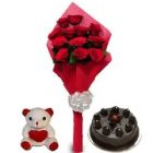 12 RED ROSES BUNCH WITH TEDDY CHOCOLATE TRUFFLE