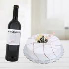 12 RED ROSES WITH BUTTERSCOTCH CAKE WITH BOTTLE OF WHITE WINE 