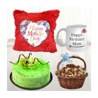 Half Kg Premium Quality Kiwi Cake, Basket Of Assorted Dry Fruits, Photo Mug With Photo Cushion