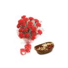 20 RED CARNATIONS WITH 1 KG ASSORTED DRY FRUITS NEW YEAR