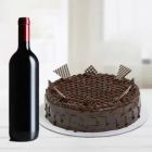 20 RED WHITE MIX COLOUR ROSES WITH DOUBLE CHOCOLATE CAKE WITH BOTTLE OF RED WINE 