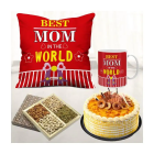 Photo Cushion With Photo Mug, Half Kg Assorted Dry Fruits With Half Kg Honey Cake