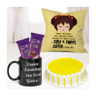 Half Kg Pineapple Cool Cake, Photo Mug And Photo Cushion With Set Of 2 Dairy Milk Silk