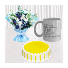 Beautiful Bouquet Of 10 Mix Colour Orchids , Half Kg Pineapple Cake With Photo Mug