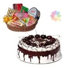 BLACK FOREST CAKE WITH CHOCOLATE HAMPER OF PREMIUM CHOCOLATES 