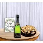 BOTTLE OF WINE CASHEW PLUM CAKE CHRISTMAS GREETING CARD
