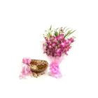 BOUQUET OF 10 LAVENDER ORCHIDS WITH 1 KG ASSORTED DRY FRUITS NEW YEAR