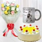 BOUQUET OF 10 MIX COLOUR ROSES HALF KG PINEAPPLE CAKE PHOTO CUSHION