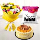 BOUQUET OF 12 MIX FLOWERS HALF KG HONEY CAKE WITH PHOTO CUSHION