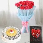 BUNCH OF 10 PINK CARNATIONS PINEAPPLE COOL CAKE VALENTINE GREETING CARD