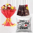 BUNCH OF 12 MIX COLOUR ROSES SET OF 3 DAIR MILK CHOCOLATES WITH PHOTO MUG