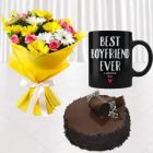BUNCH OF 15 MIX FLOWERS PHOTO MUG WITH HALF KG CHOCOLATE CHIPS CAKE