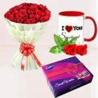 BUNCH OF 40 RED ROSES CELEBRATION BOX OF CHOCOLATE PHOTO MUG