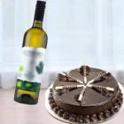 CHOCO STICK CAKE WITH BOTTLE OF WHITE WINE