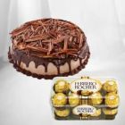 DOUBLE CHOCOLATE CAKE WITH BOX OF 16 PCS FERRERO ROCHER CHOCOLATES