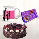 HALF KG BLACK FOREST CAKE SET OF 2 DAIRY MILK SILK WITH PHOTO MUG