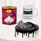 HALF KG CHOCO VANILLA CAKE 1 KG RASGULLA PHOTO MUG