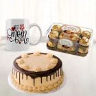 HALF KG CHOCOLATE CAKE 16 PCS FERRERO ROCHER CHOCOLATES WITH PHOTO MUG