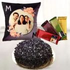 HALF KG CHOCOLATE FANTASY CAKE PHOTO CUSHION WITH SET OF 4 TEMPTATIONS