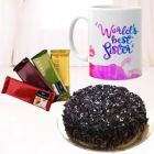 HALF KG CHOCOLATE FANTASY CAKE PHOTO MUG WITH SET OF 4 TEMPTATIONS CHOCOLATE