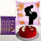 HALF KG RED VELVET COOL CAKE PHOTO CUSHION WITH SET OF 6 DAIRY MILK SILK