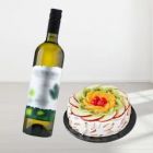 MIX FRUIT PREMIUM QUALITY CAKE WITH BOTTLE OF WHITE WINE