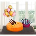 ORANGE COOL CAKE WITH PACK OF 5 BOUNTY CHOCOLATES WITH BUNCH OF 5 BLOWN BALLOONS