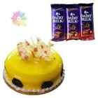 PINEAPPLE CAKE WITH 3 CADBURY DAIRY MILK SILK