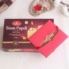 RAKHI WITH BOX OF HALF KG SOAN PAPDI