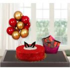 RED VELVET CAKE WITH 5 BLOWN BALLOONS WITH PACK OF 5 BOURNVILLE DARK CHOCOLATES