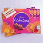 SET OF 2 RAKHIS WITH 2 BOX OF CELEBRATION CHOCOLATES