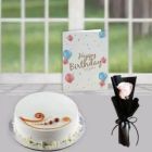 SINGLE WHITE ROSE HALF KG VANILLA COOL CAKE BIRTHDAY CARD