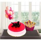 STRAWBERRY CAKE WITH PACK OF FIVE 5STAR CHOCOLATE WITH BUNCH OF 5 BLOWN BALLOONS